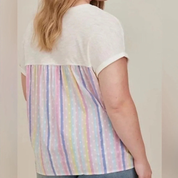 torrid NWT 100% Cotton White Multicolor Striped Back Mixer Tee 2X Women’s - Picture 1 of 11